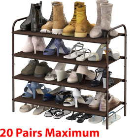 Simple Houseware bronze multi-tier setup demonstrates versatility for different shoe types.