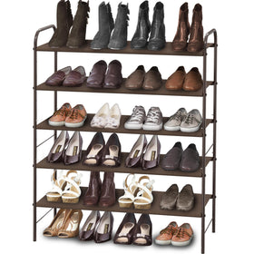Simple Houseware 5-tier shoe rack bronze front view for organized entryway storage.