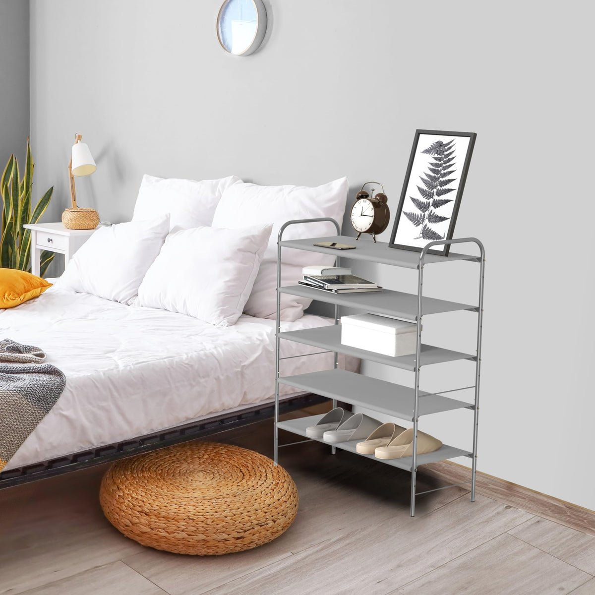 Simple Houseware 5-Tier Shoe Rack ideal for a dorm room.