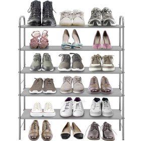 Simple Houseware 5-Tier Shoe Rack washable fabric shelves for easy cleaning.