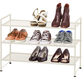 Simple Houseware 3-Tier Mesh Rack close-up, sturdy metal construction supports 30 lbs per shelf
