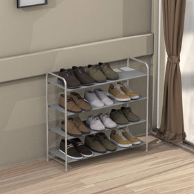 Bottom storage area for slippers keeps footwear neatly tucked away.