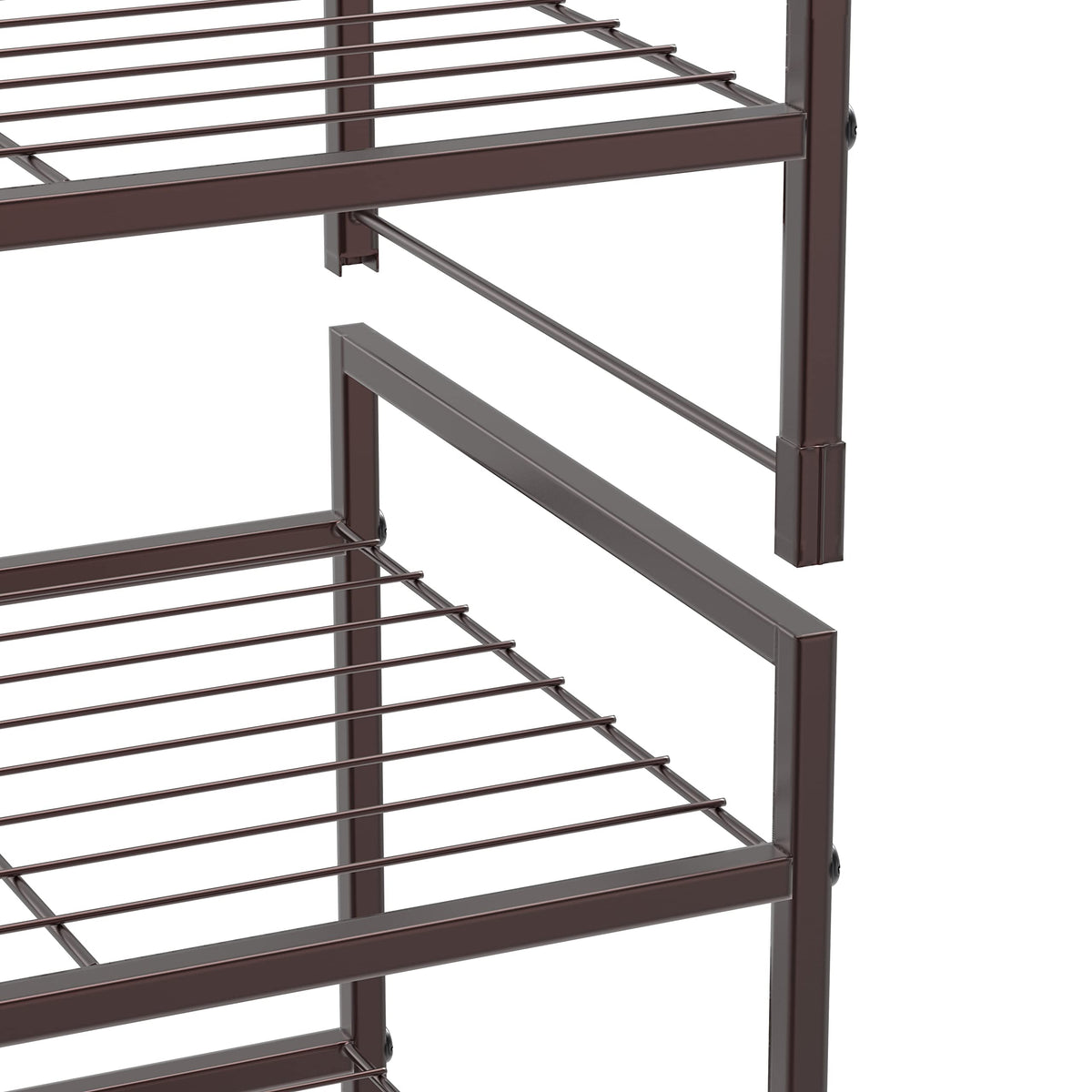 Simple Houseware bronze 3-tier rack closeup highlights sturdy bronze coating and metal construction.