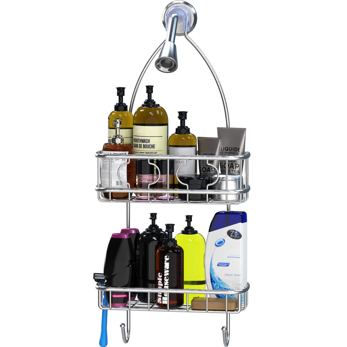 Simple Houseware brushed stainless steel frame adds a clean modern bathroom look.