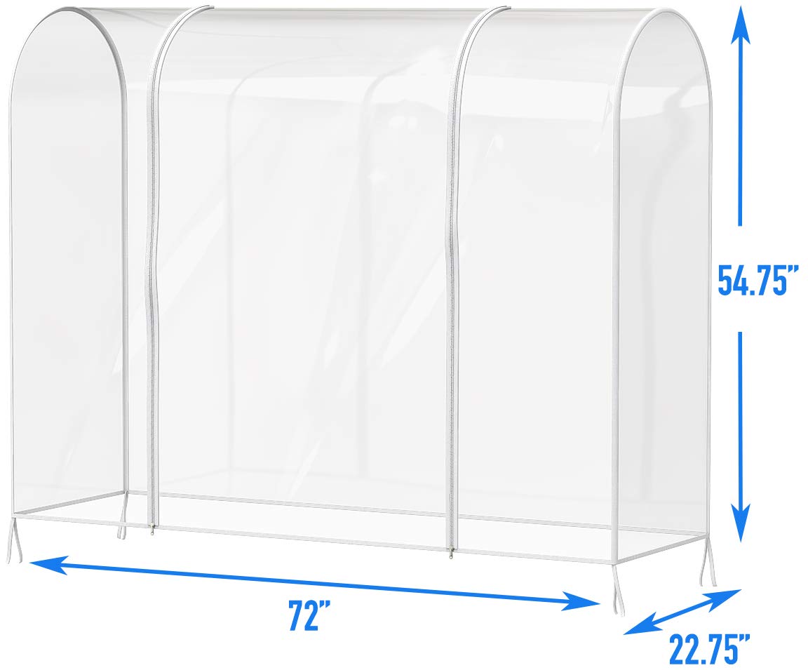 Simple Houseware Clear Garment Rack Cover ready for indoor or outdoor dustproof use