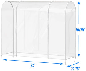 Simple Houseware Clear Garment Rack Cover ready for indoor or outdoor dustproof use