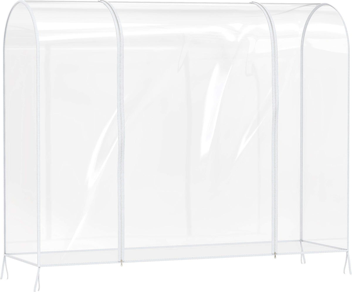 Simple Houseware Clear Garment Rack Cover close-up of non-odor PEVA material