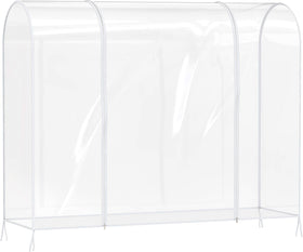 Simple Houseware Clear Garment Rack Cover close-up of non-odor PEVA material