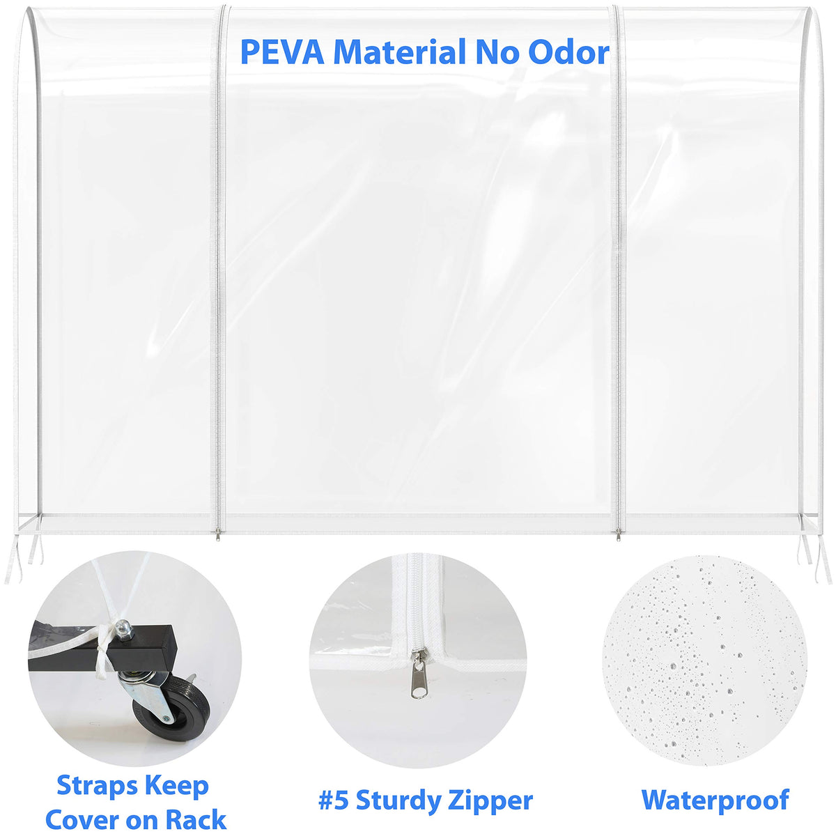 Simple Houseware Clear Garment Rack Cover open front zipper for easy access