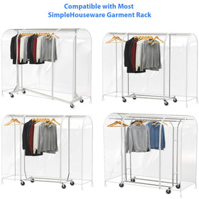 Simple Houseware Clear Garment Rack Cover side view shows waterproof PEVA material