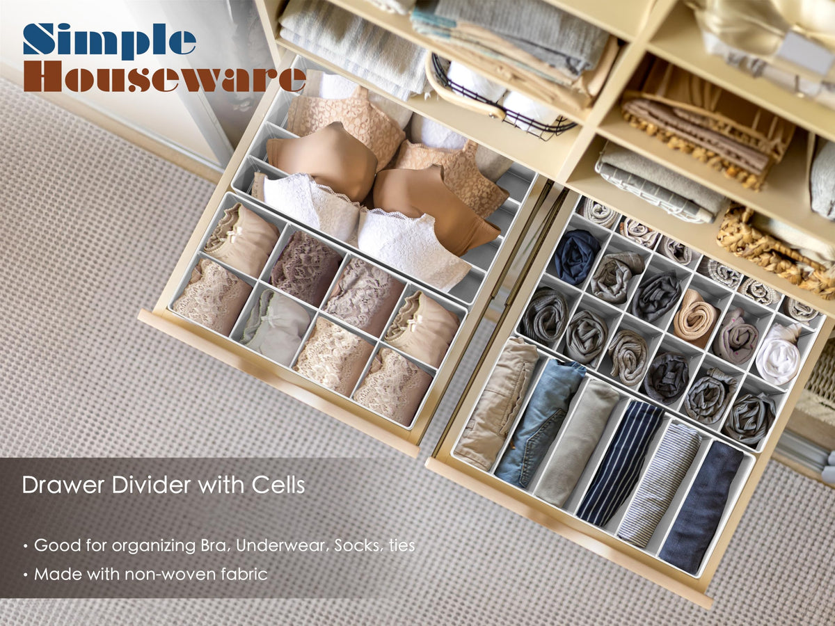 Simple Houseware 24-cell bin maximizes sock storage in a compact footprint.