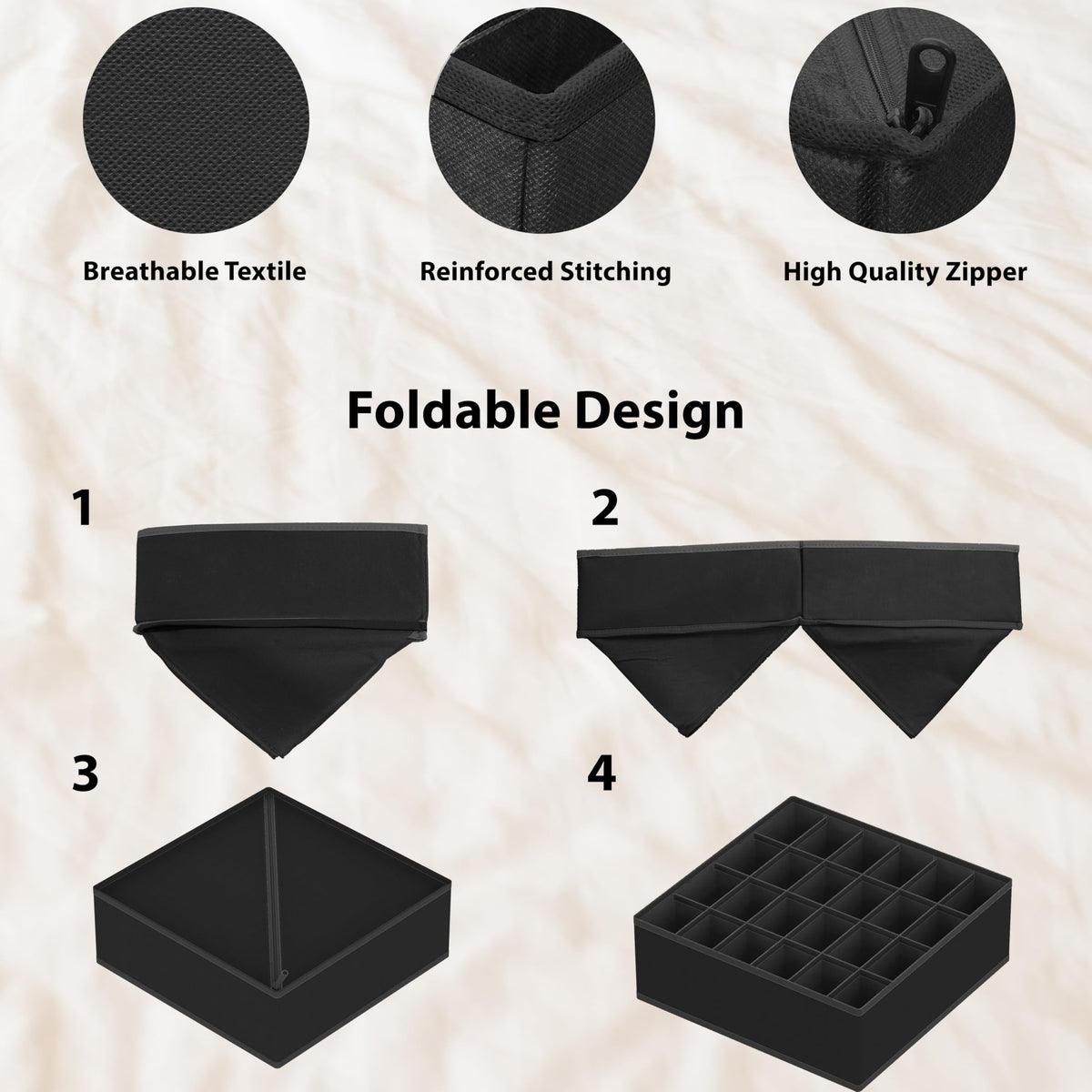 Simple Houseware 7-cell bin fits bras, shirts, and towels.