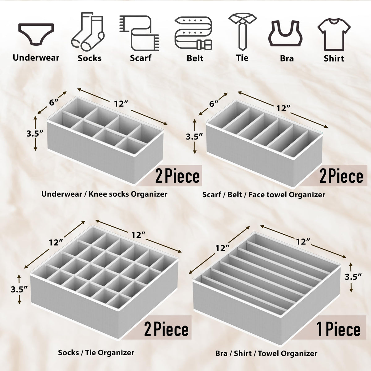 Simple Houseware 8-cell bin keeps underwear and ties neatly separated.
