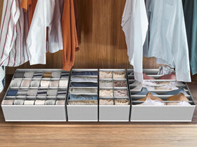 Simple Houseware modular bins fit various drawer layouts for flexible organization.