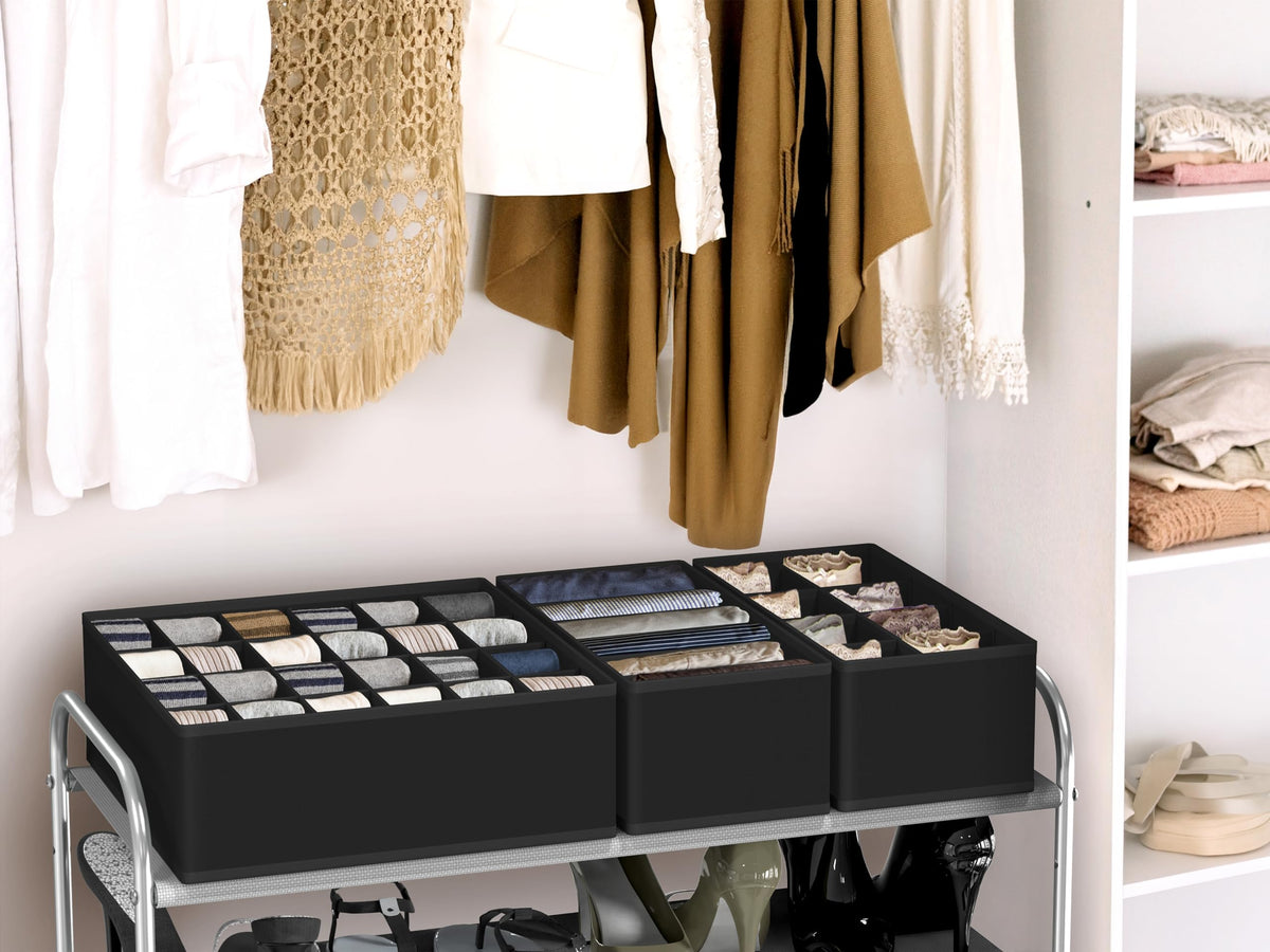 Simple Houseware foldable fabric construction enables compact closet storage.