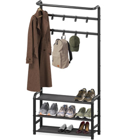 Simple Houseware coat rack front view with organized hanging space