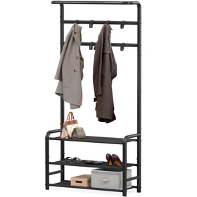 Simple Houseware hall tree side view highlighting stable design