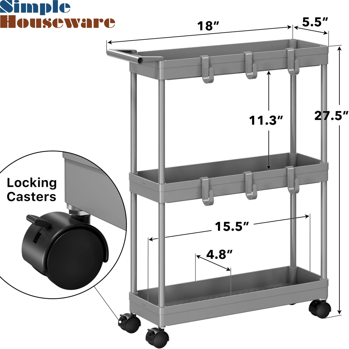Simple Houseware compact cart in kitchen or bathroom for essentials