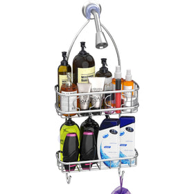 Simple Houseware deep basket with shelf provides ample storage for large bottles