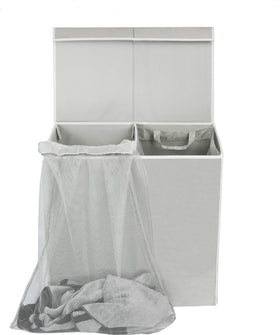 Simple Houseware double laundry hamper dimension 23x13x22.75 inches fits in most closets.
