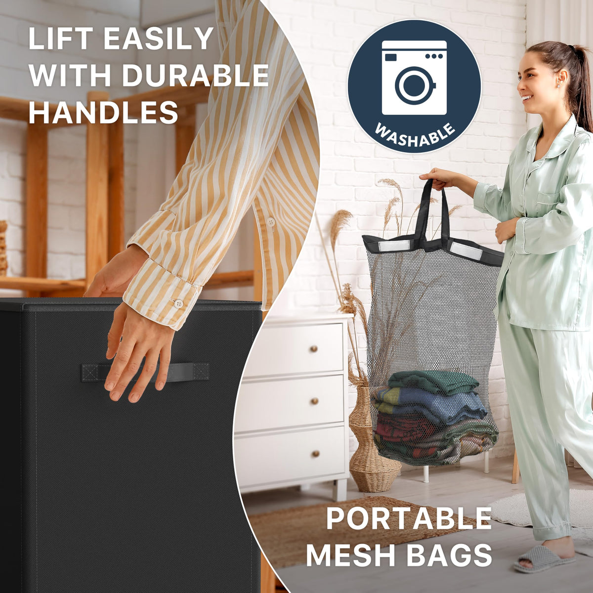 Simple Houseware removable mesh bags enable easy carrying and sorting.