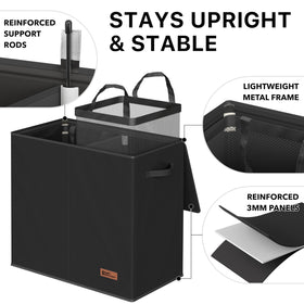 Simple Houseware hamper with two compartments simplifies color sorting and load separation.