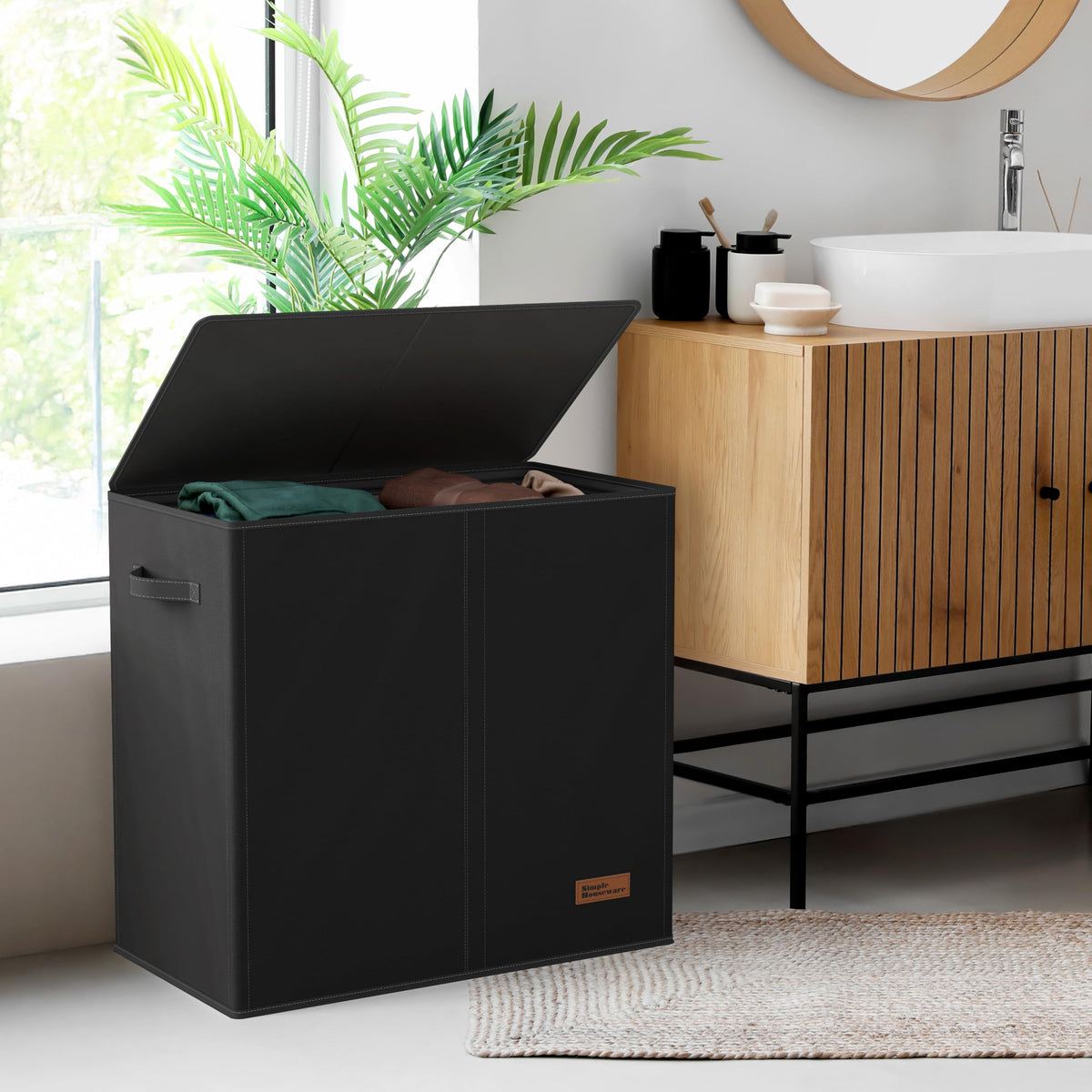 Simple Houseware water-resistant surface helps prevent moisture and mold in bathrooms.