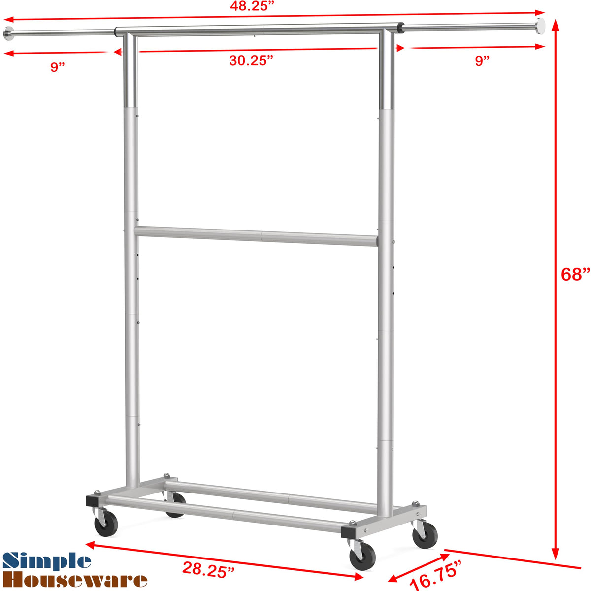 Simple Houseware grey room setup demonstrates portable storage on wheels.
