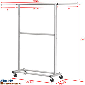 Simple Houseware grey room setup demonstrates portable storage on wheels.