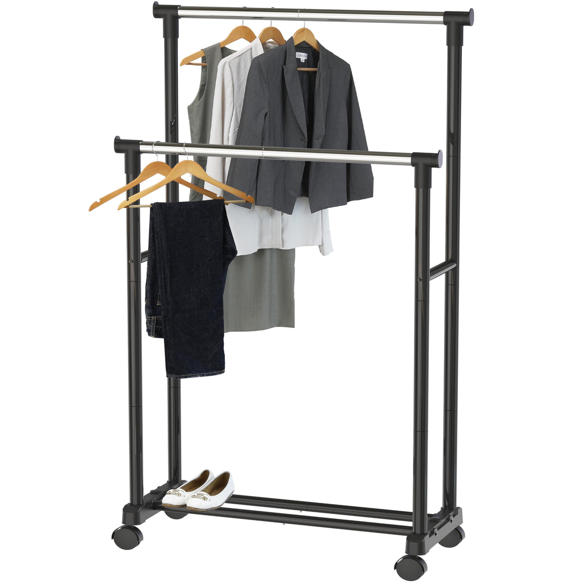 Simple Houseware rack top view for organized shirt and jacket storage
