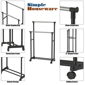 Simple Houseware rack upper-rod extends clearance for blouses and jackets