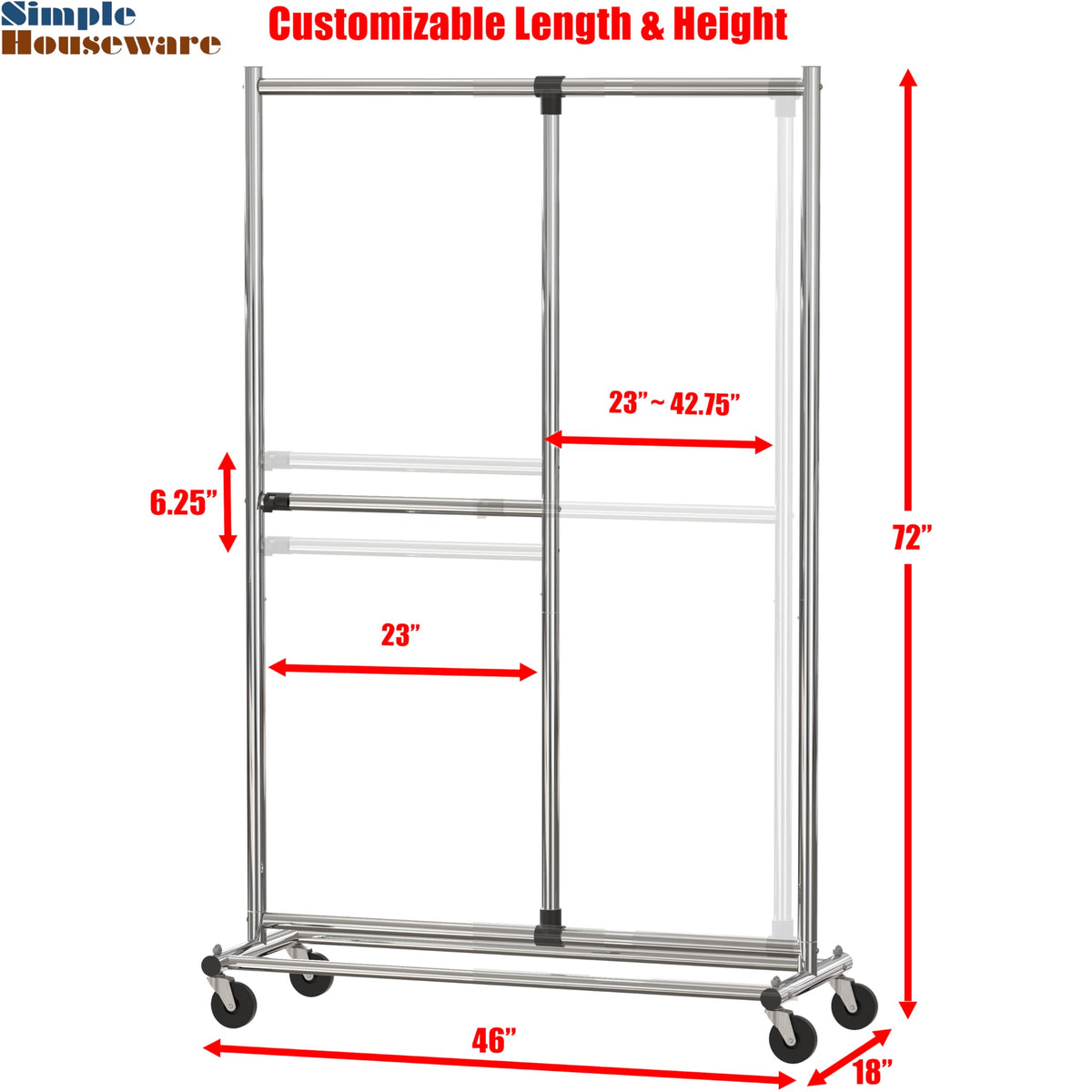 Simple Houseware rack side view highlighting compact footprint and stable design.