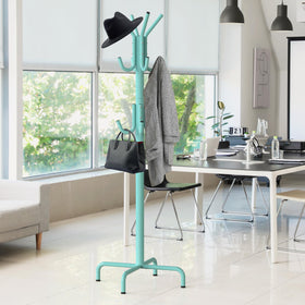 Simple Houseware easy assembly coat rack setup displayed in a room setting.