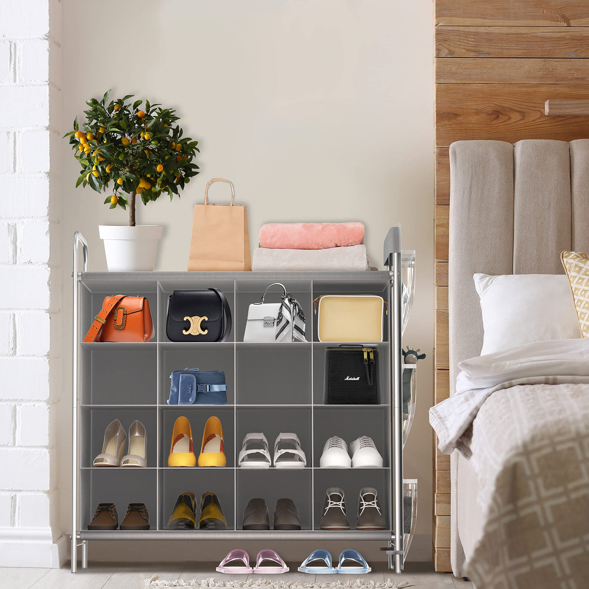 Simple Houseware gray design fits entryway, closet, bedroom, or garage