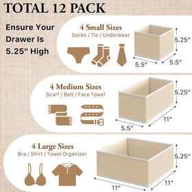 Simple Houseware beige large-bin in-drawer with towels neatly stored.