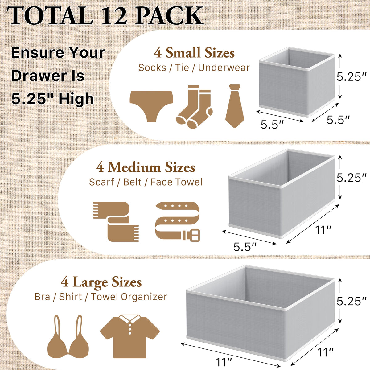 Simple Houseware foldable organizer large boxes for bras and shirts