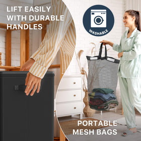 Simple Houseware extendable height adapts to laundry volume and closet space.
