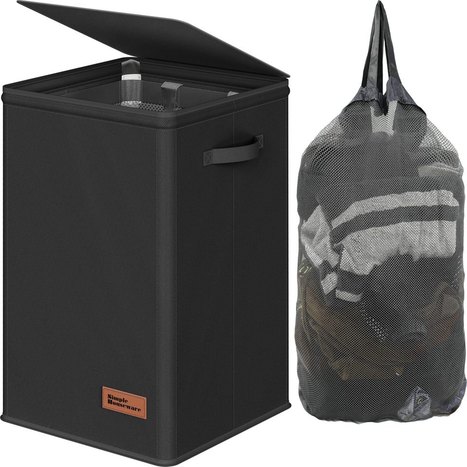Simple Houseware foldable laundry hamper with lid keeps clothes odor-free and out of sight.