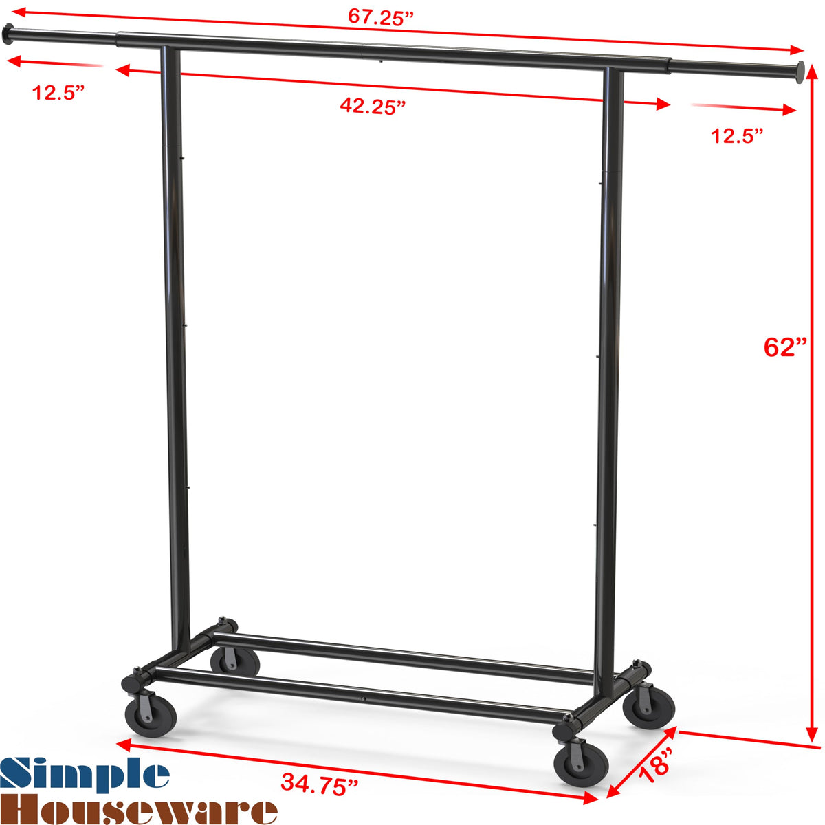 Simple Houseware garment rack black finish gives a clean, modern look in any room.