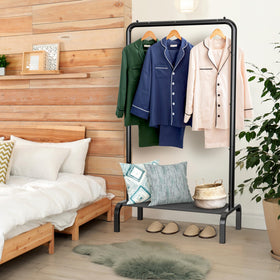 Simple Houseware slim closet organizer in black complements modern decor.