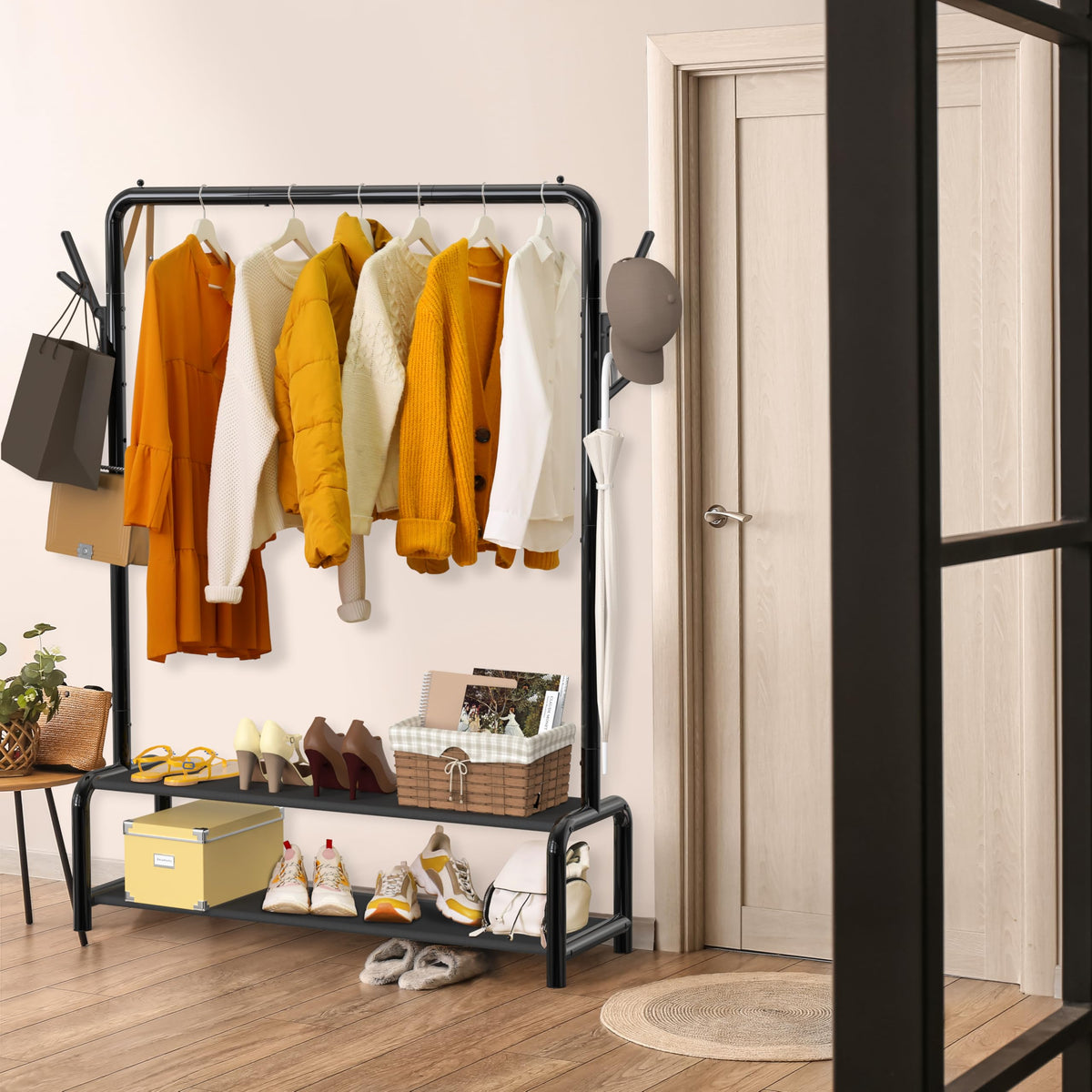 Simple Houseware garment rack black finish for a sleek, modern look