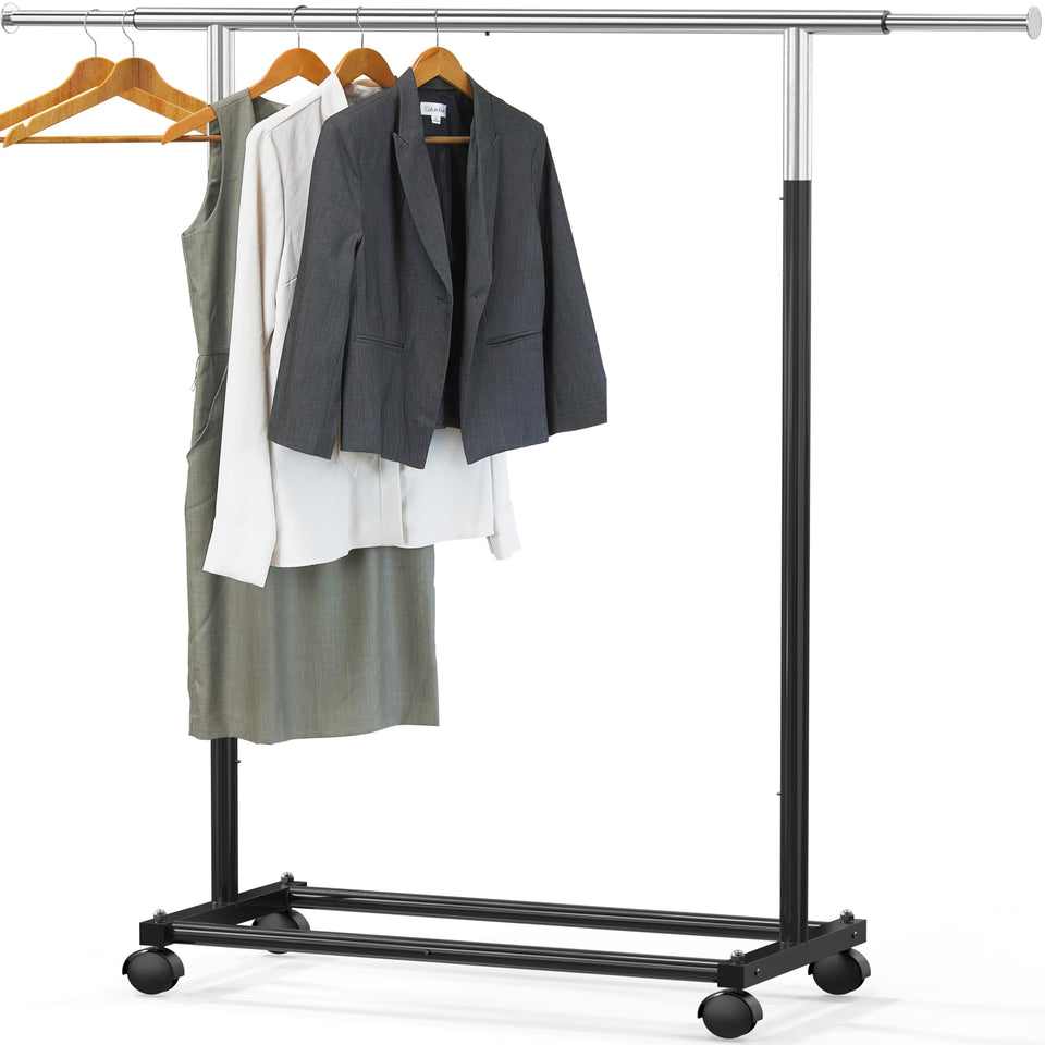 Simple Houseware black garment rack front view for extra closet storage