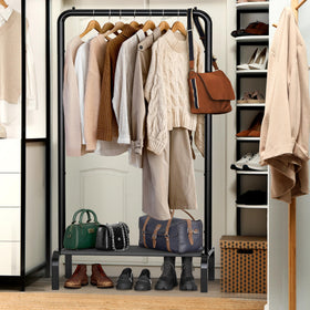Simple Houseware unit shows bottom shelf suitable for shoes or baskets.