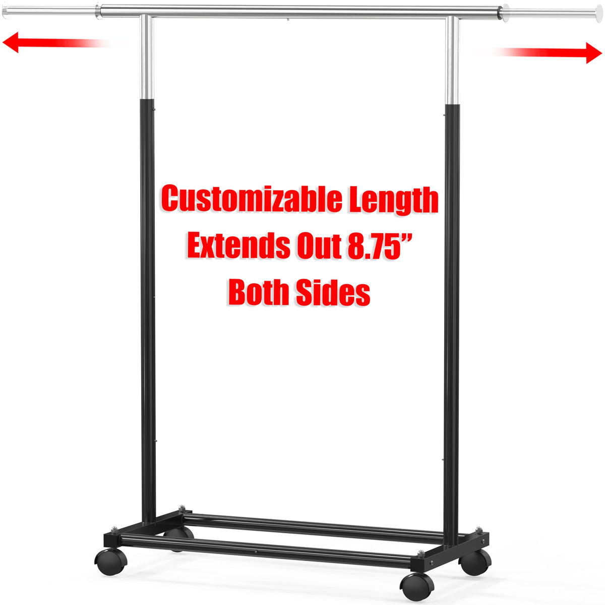 Simple Houseware garment rack with extensible rod expanding wardrobe space