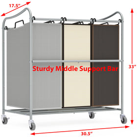 Simple Houseware heavy-duty 3-bag sorter with lockable casters ensures stable mobility.