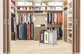 Simple Houseware heavy-duty 3-bag sorter in use makes sorting chores effortless.