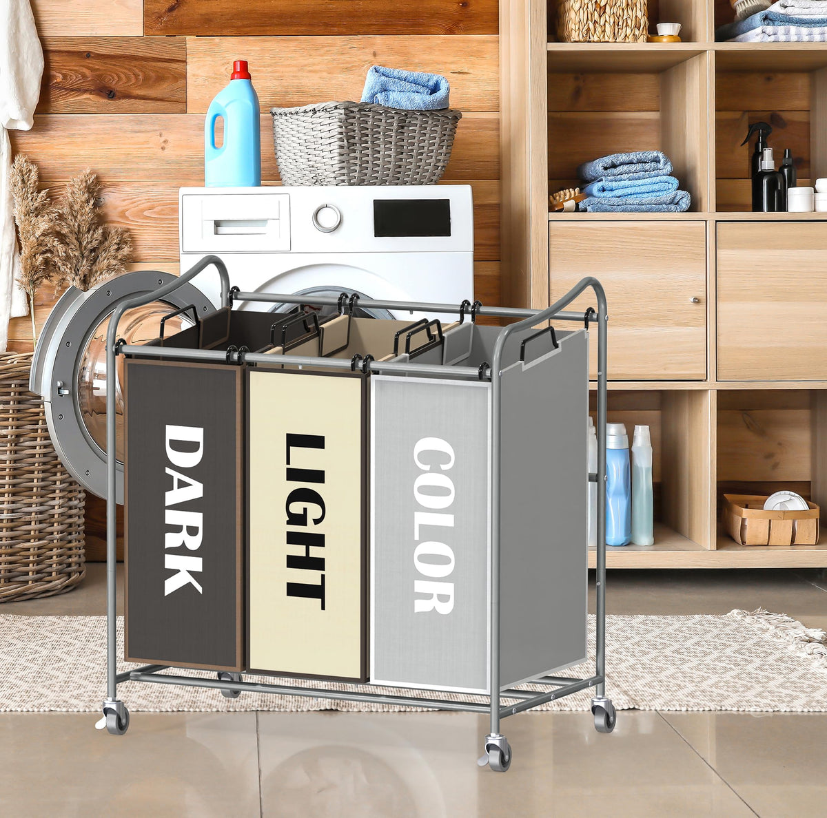 Simple Houseware heavy-duty 3-bag sorter patent design adds confidence and stability.