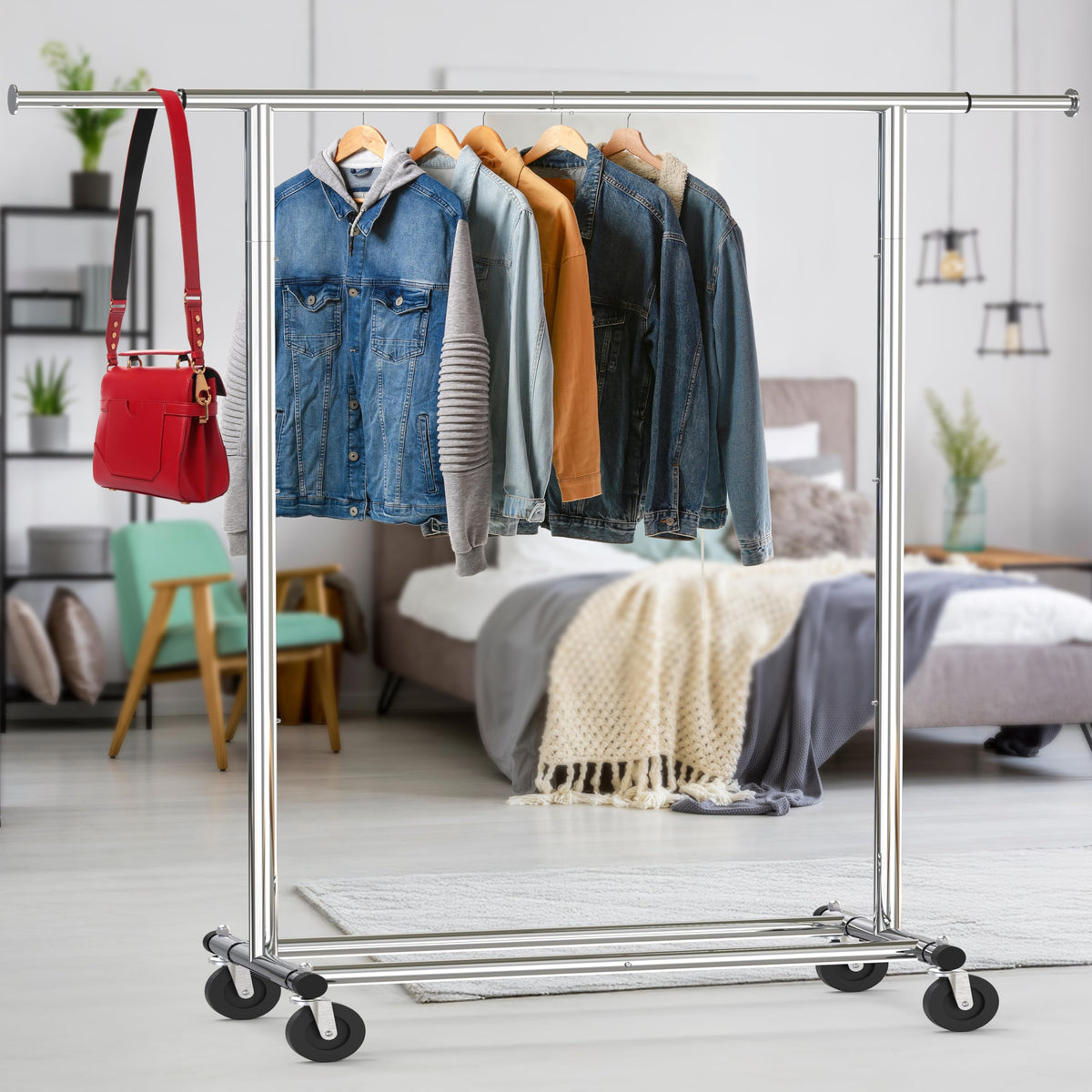 Chrome finish steel frame by Simple Houseware for durable, modern look