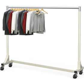 Simple Houseware industrial garment rack base enables nesting to save space.