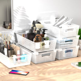 Simple Houseware kitchen storage basket helps declutter drawers and shelves.